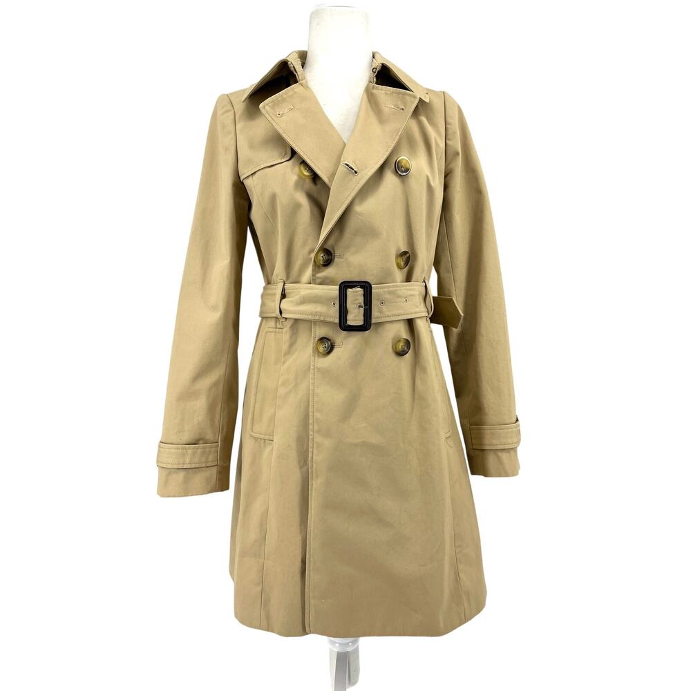 J Crew Factory Women's Belted Double‎ Breasted Tan Trench Coat